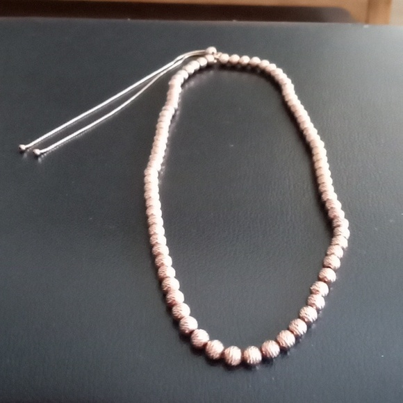 QVC Jewelry - ROSE GOLD OVER STERLING SILVER DIAMOND CUT BEAD BOLO NECKLACE